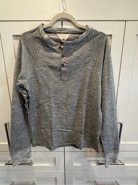 rag & bone Men's Heather Gray Henley Crewneck Sweater